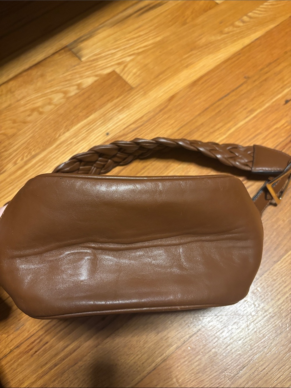 Uterque Brown Leather Braided-Handle Crossbody Bag - Picture 11 of 11